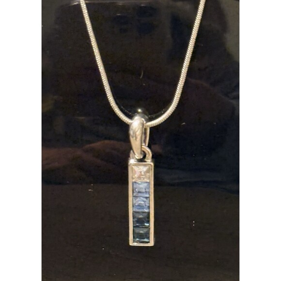 lia sophia Jewelry - Lia Sophia Pendant Necklace Sparkling Shades Of Blue Silver Tone Snake Chain